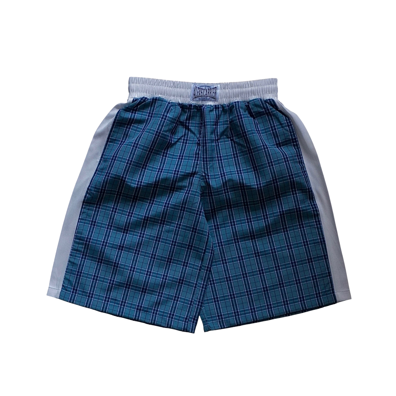 TURQUOISE TARTAN FIGHTER SHORTS